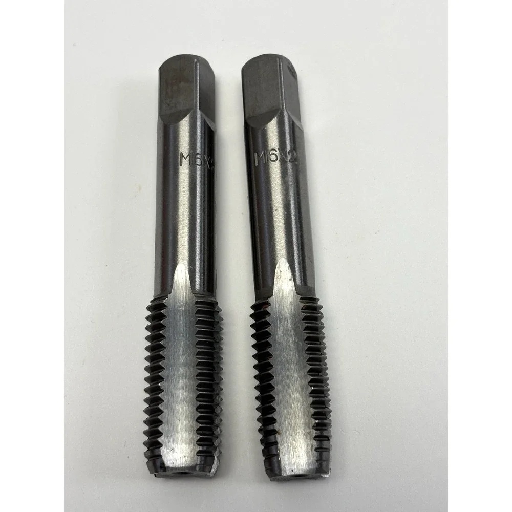 2 Pc M6 x 2 Metric Hand Thread Tap Set Machine Tool Steel Internal Threading